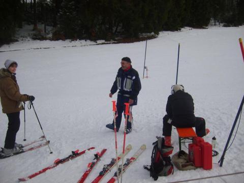 Die Rennleitung im Zieleinlauf