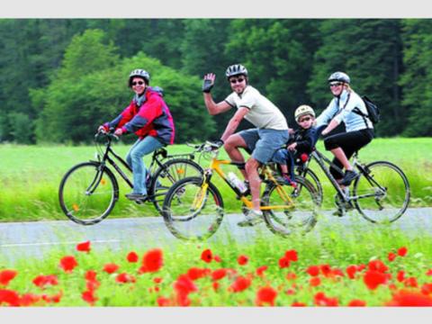 Olli M. radelt mit Familie - Toskana ???   Nein, Mohnblumenfeld nahe Weismain!